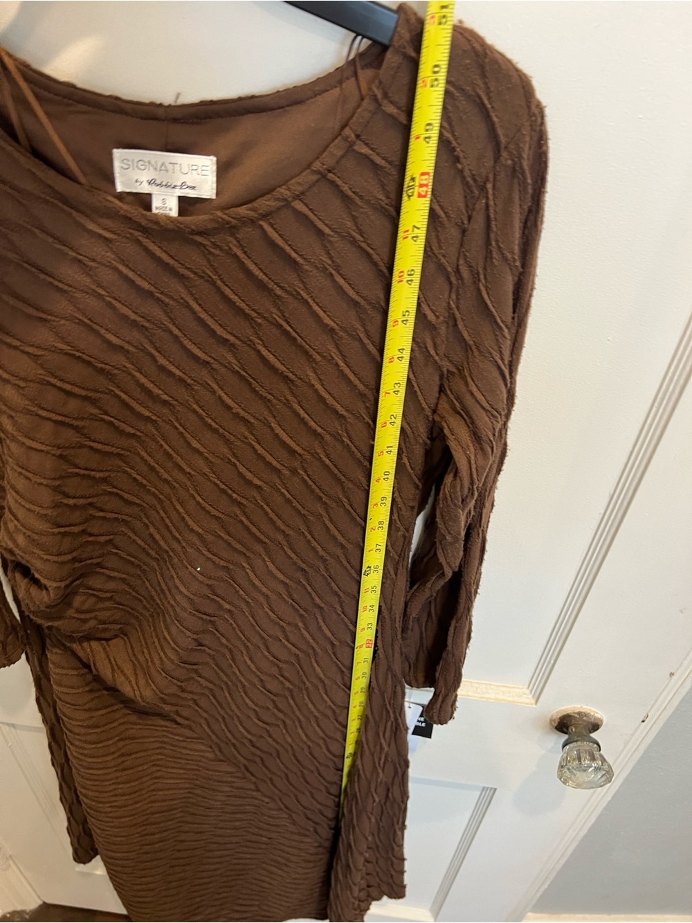 Signature Textured Asymmetrical Brown Dress - Robbie Bee NWT - Picture 10 of 10